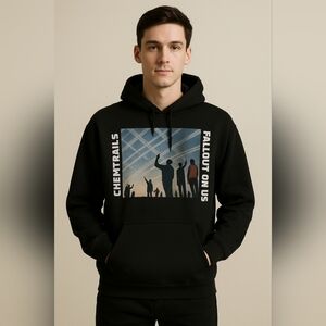 Chemtrails Awakening Awakened Black Graphic Hoodie NEW Size M/L Unisex